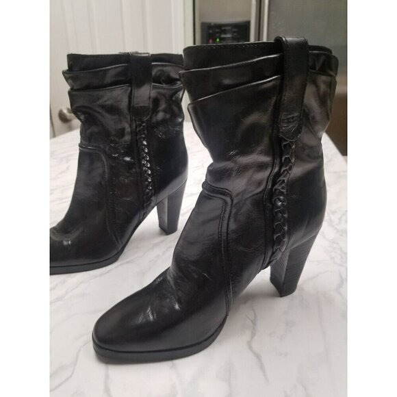 7 for all mankind Black Pull On Boots flaw RIP on inside recently conditioned - Picture 2 of 12